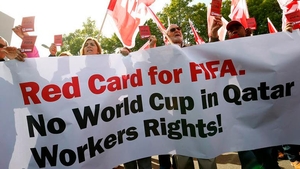 FOTO proteste per Campionati mondiali in Qatar 