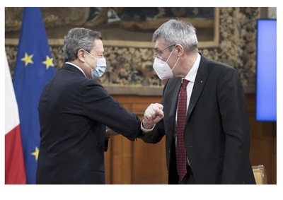 Foto Landini e Draghi