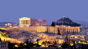 Foto acropoli Atene di notte