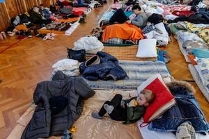 Shelter for refugees in Uzhgorod, Ukraine