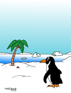 Vignetta Claudio Mellana pinguino con palma